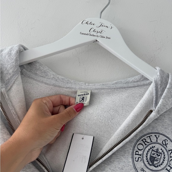 SPORTY & RICH NWT Gray Zip Up Hoodie S - Picture 4 of 6